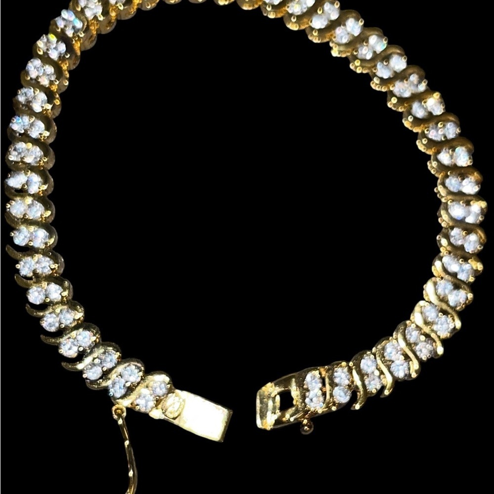 Beautiful CZ Gold and Silver Women's S Tennis  Bracelet - Picture 2 of 6